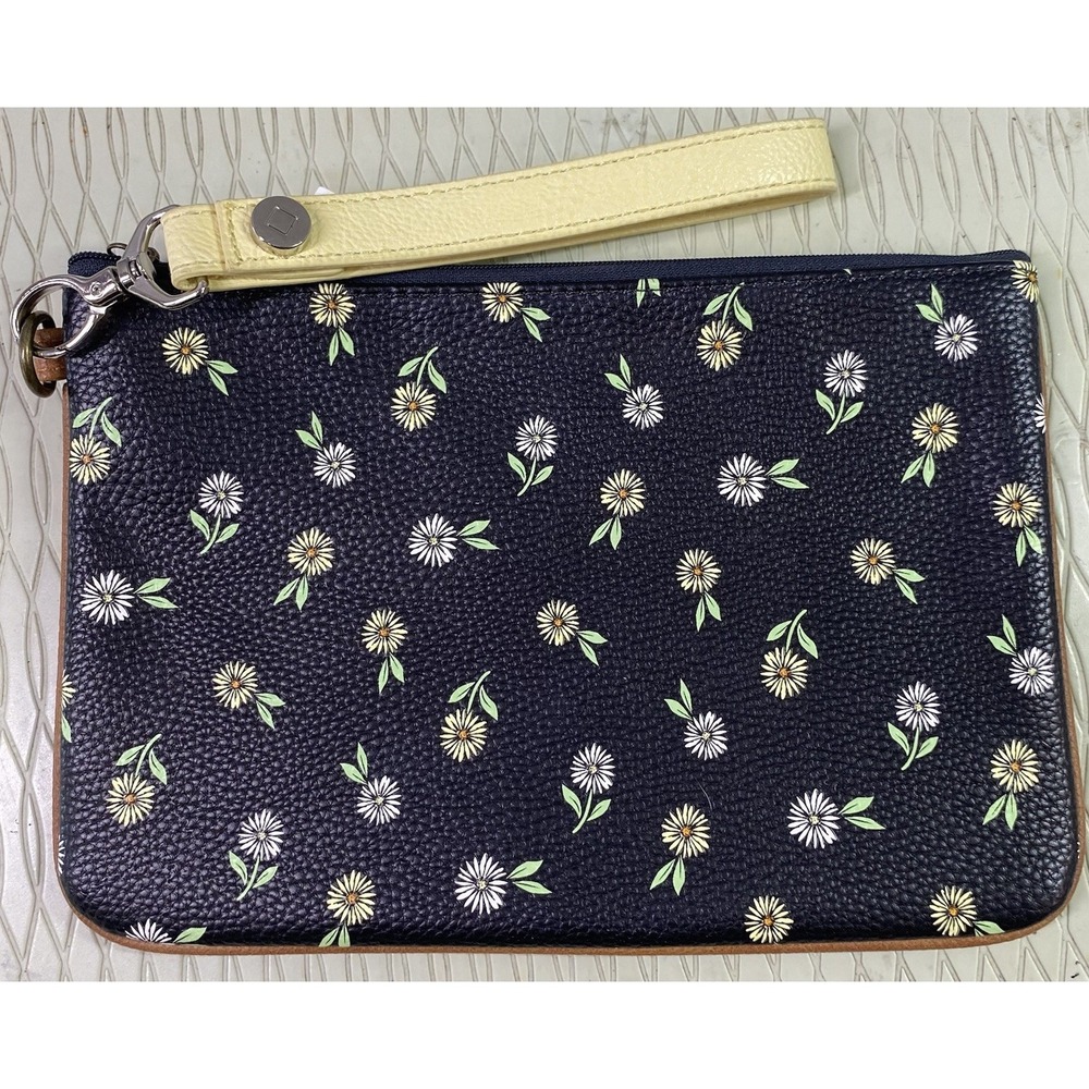 Thirty-One Ditzy Daisy Floral Make-Up Pouch Bag/Wristlet Clutch Purse 6.5x9.5"